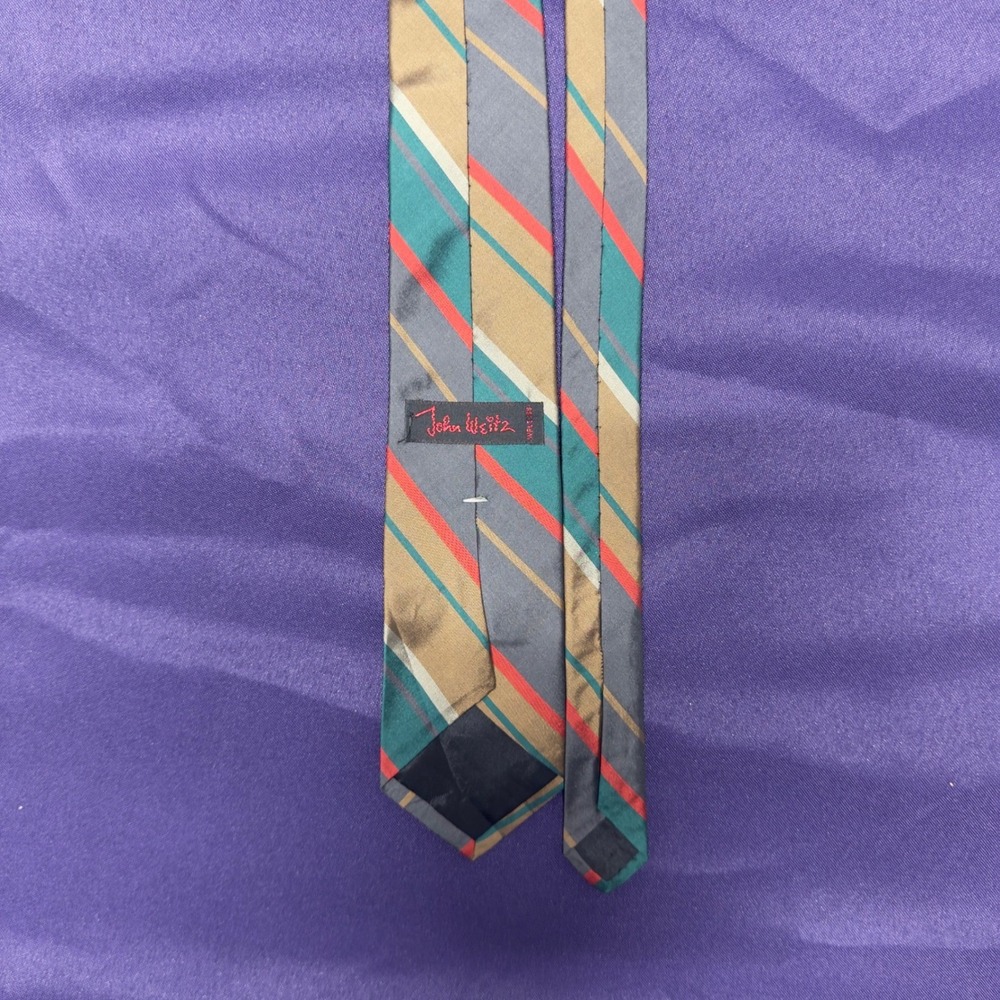 Vintage John Weitz Silk Blend Tie Striped Men's Necktie Classic Dress Accessory - Picture 5 of 6